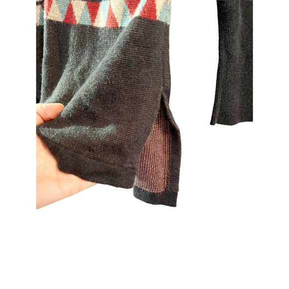 PERUVIAN CONNECTION Knit Sweater Crew Neck Gray Brown Aztec Print Cotton Small - Picture 6 of 8